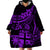 Fiji Islands Wearable Blanket Hoodie Coat of Arms Fijian Flower Polynesian Pattern - Purple LT9 - Polynesian Pride