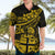 Fiji Islands Hawaiian Shirt Coat of Arms Fijian Flower Polynesian Pattern - Yellow LT9 - Polynesian Pride