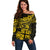 Fiji Islands Off Shoulder Sweater Coat of Arms Fijian Flower Polynesian Pattern - Yellow LT9 Women Yellow - Polynesian Pride