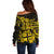 Fiji Islands Off Shoulder Sweater Coat of Arms Fijian Flower Polynesian Pattern - Yellow LT9 - Polynesian Pride