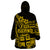 Fiji Islands Wearable Blanket Hoodie Coat of Arms Fijian Flower Polynesian Pattern - Yellow LT9 - Polynesian Pride