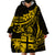 Fiji Islands Wearable Blanket Hoodie Coat of Arms Fijian Flower Polynesian Pattern - Yellow LT9 - Polynesian Pride