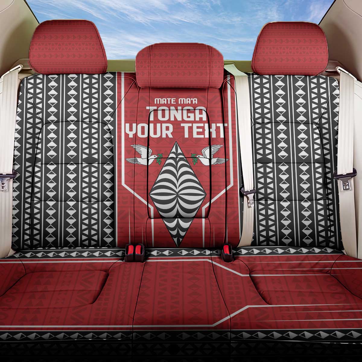 Custom Tonga Rugby Back Car Seat Cover Mate Maa Kupesi Style LT9 One Size Red - Polynesian Pride