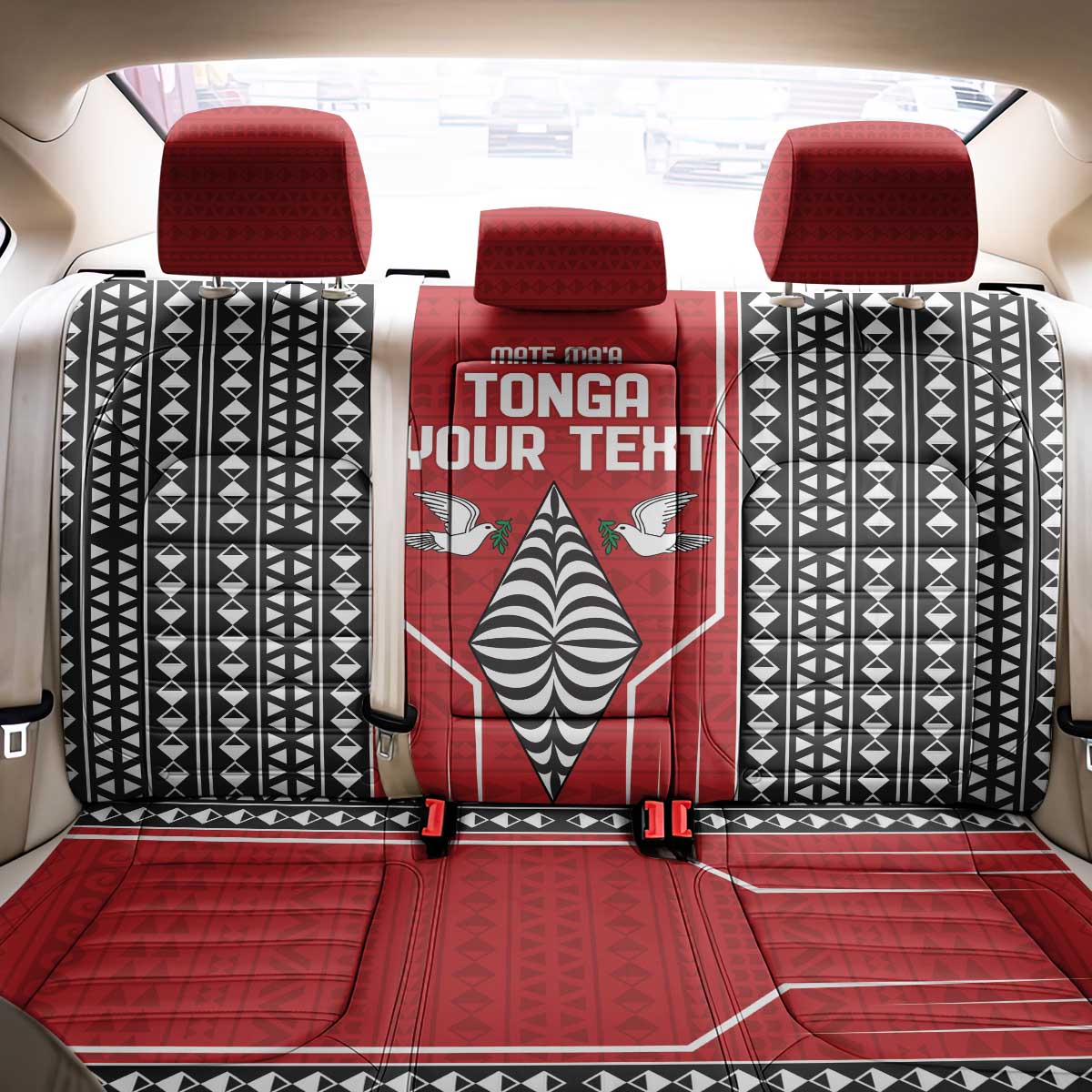 Custom Tonga Rugby Back Car Seat Cover Mate Maa Kupesi Style LT9 - Polynesian Pride