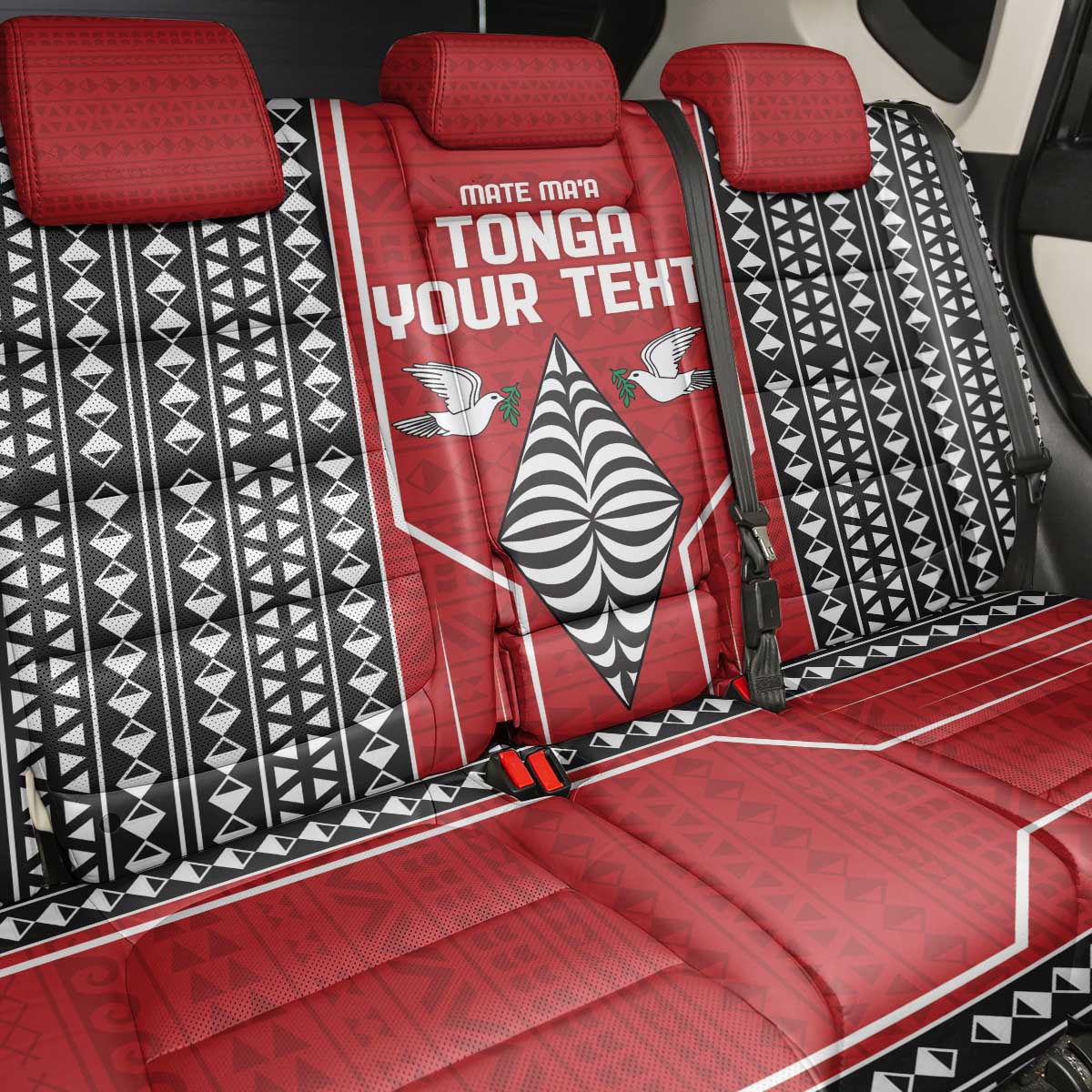 Custom Tonga Rugby Back Car Seat Cover Mate Maa Kupesi Style LT9 - Polynesian Pride