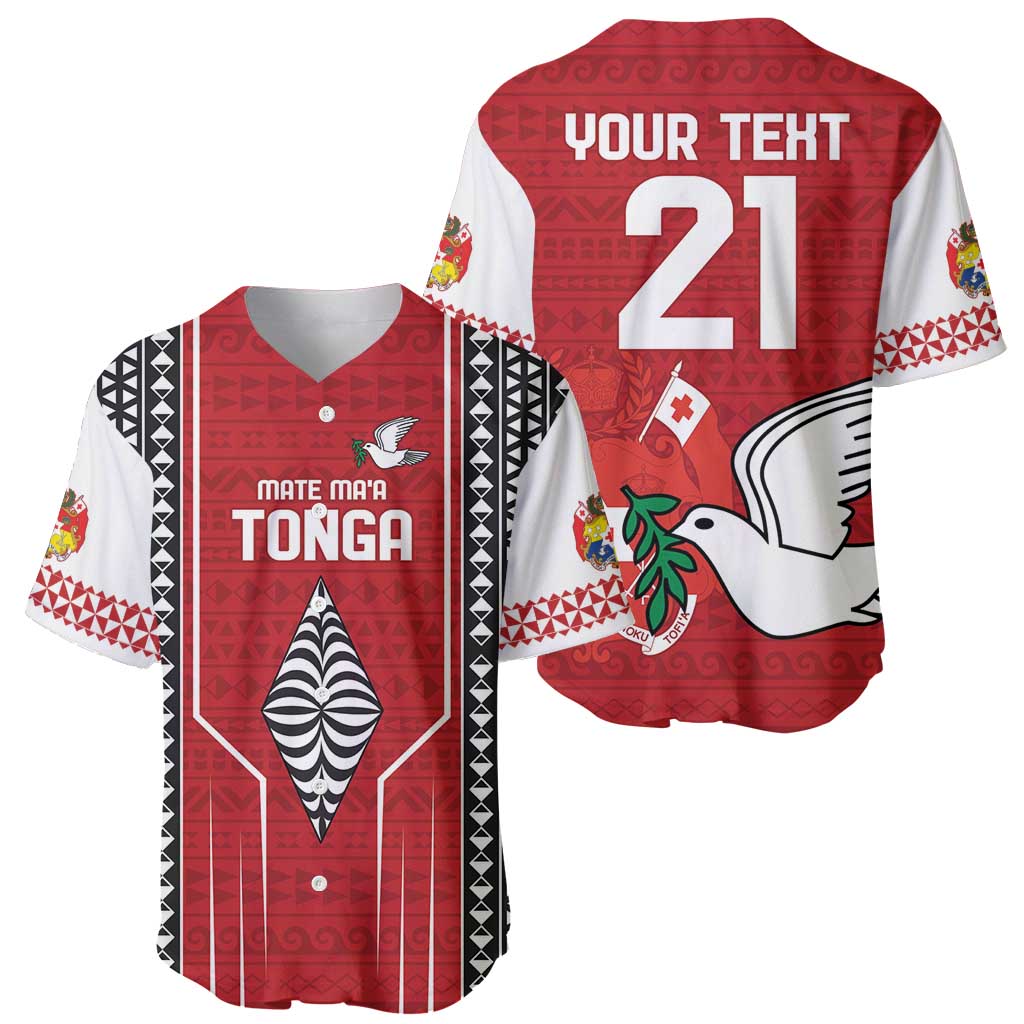 Custom Tonga Rugby Baseball Jersey Mate Maa Kupesi Style LT9 - Polynesian Pride