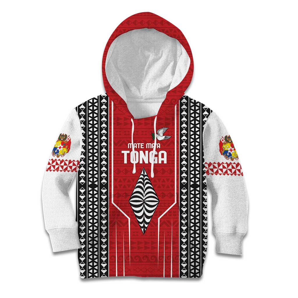 Custom Tonga Rugby Kid Hoodie Mate Maa Kupesi Style LT9 Hoodie Red - Polynesian Pride