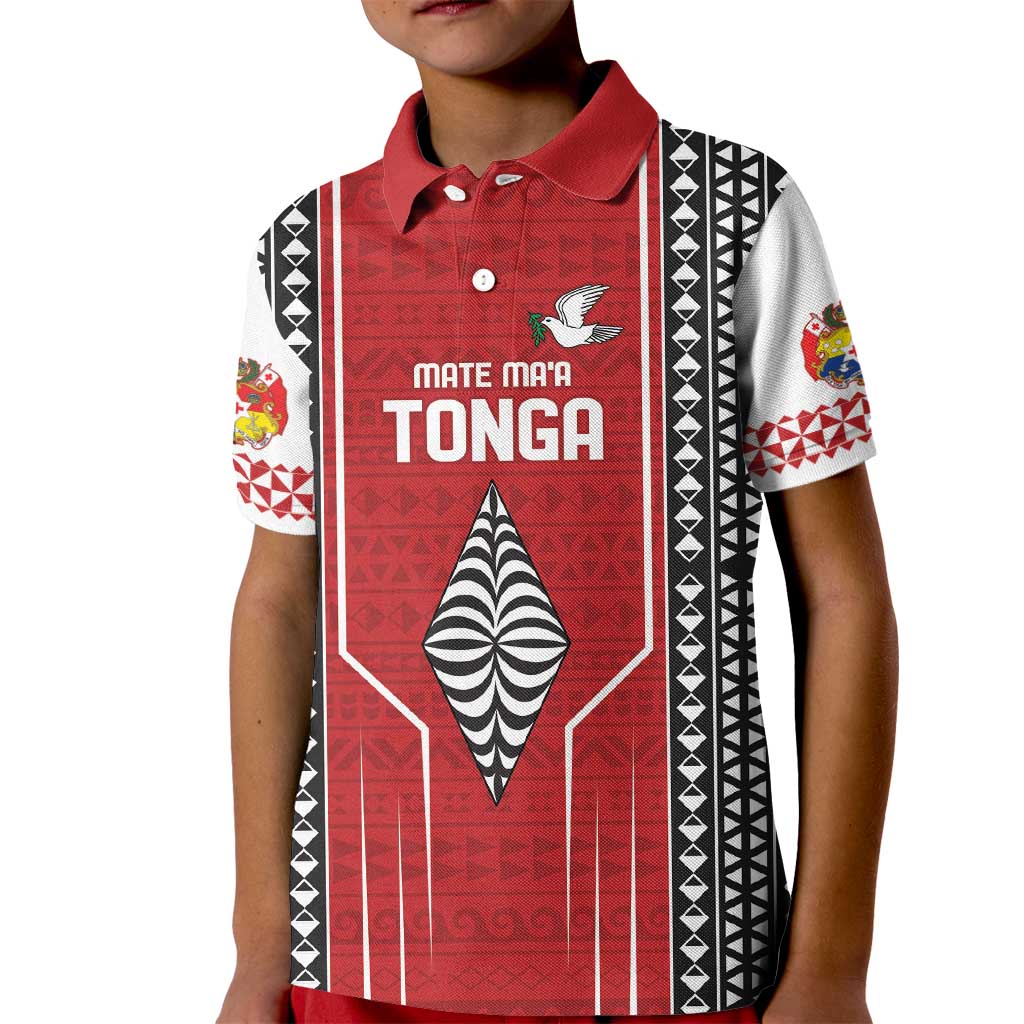 Custom Tonga Rugby Kid Polo Shirt Mate Maa Kupesi Style LT9 Kid Red - Polynesian Pride