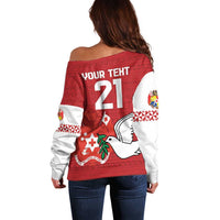 Custom Tonga Rugby Off Shoulder Sweater Mate Maa Kupesi Style LT9 - Polynesian Pride
