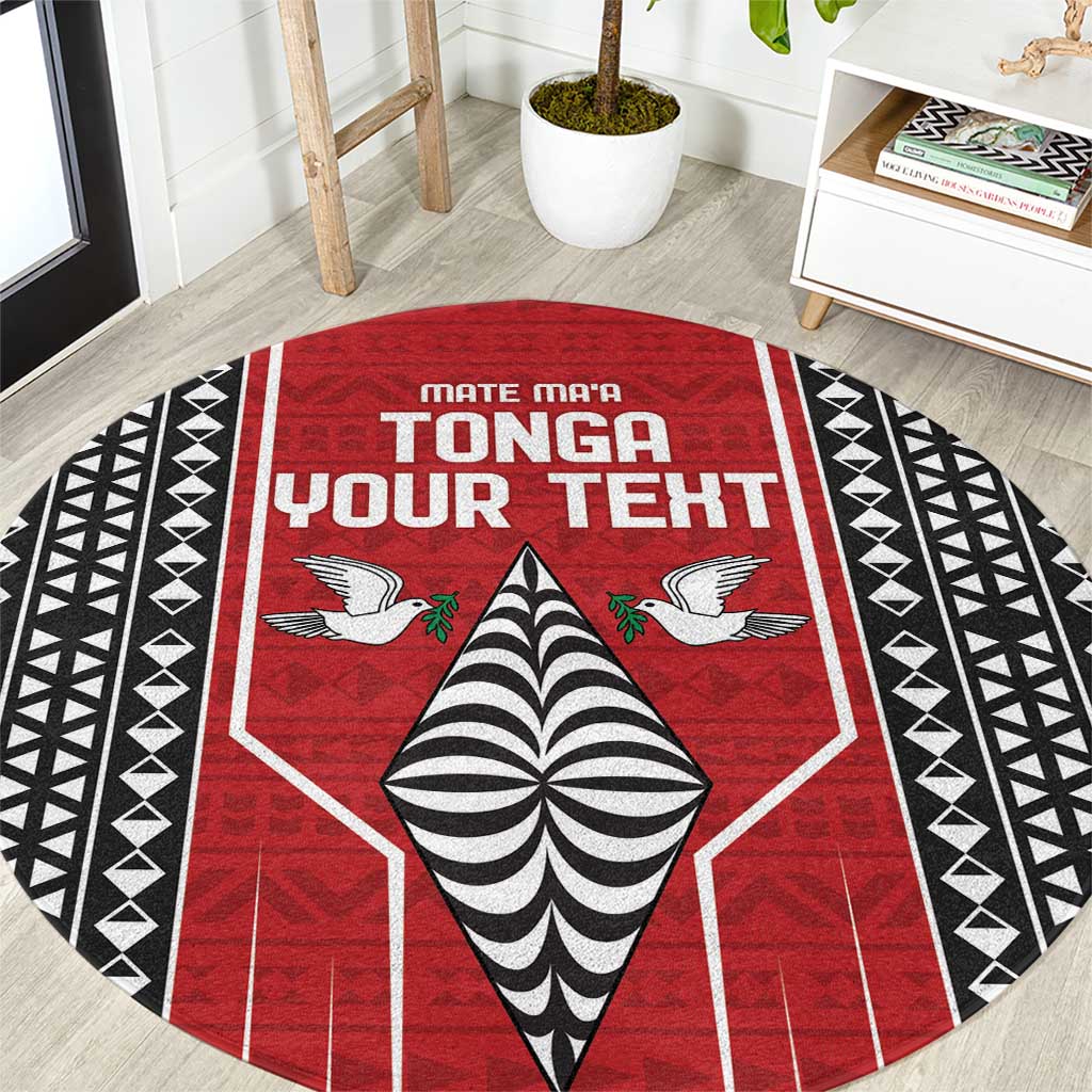 Custom Tonga Rugby Round Carpet Mate Maa Kupesi Style LT9 Red - Polynesian Pride