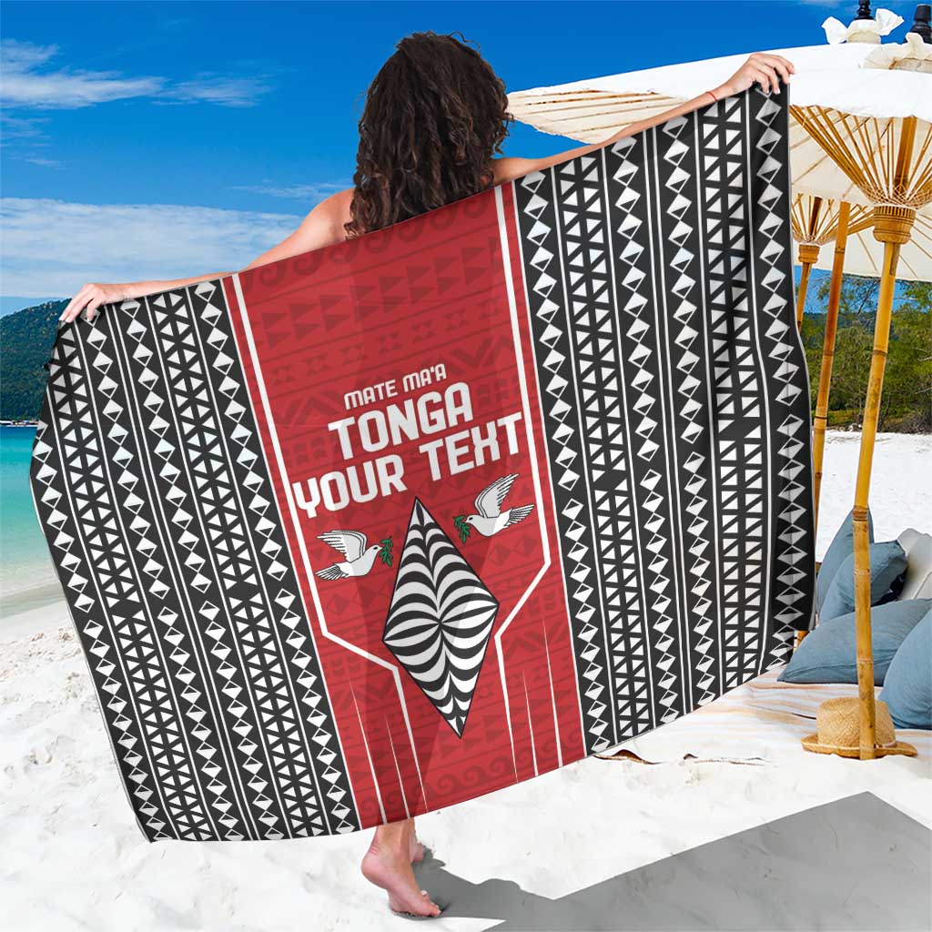 Custom Tonga Rugby Sarong Mate Maa Kupesi Style LT9 One Size 44 x 66 inches Red - Polynesian Pride