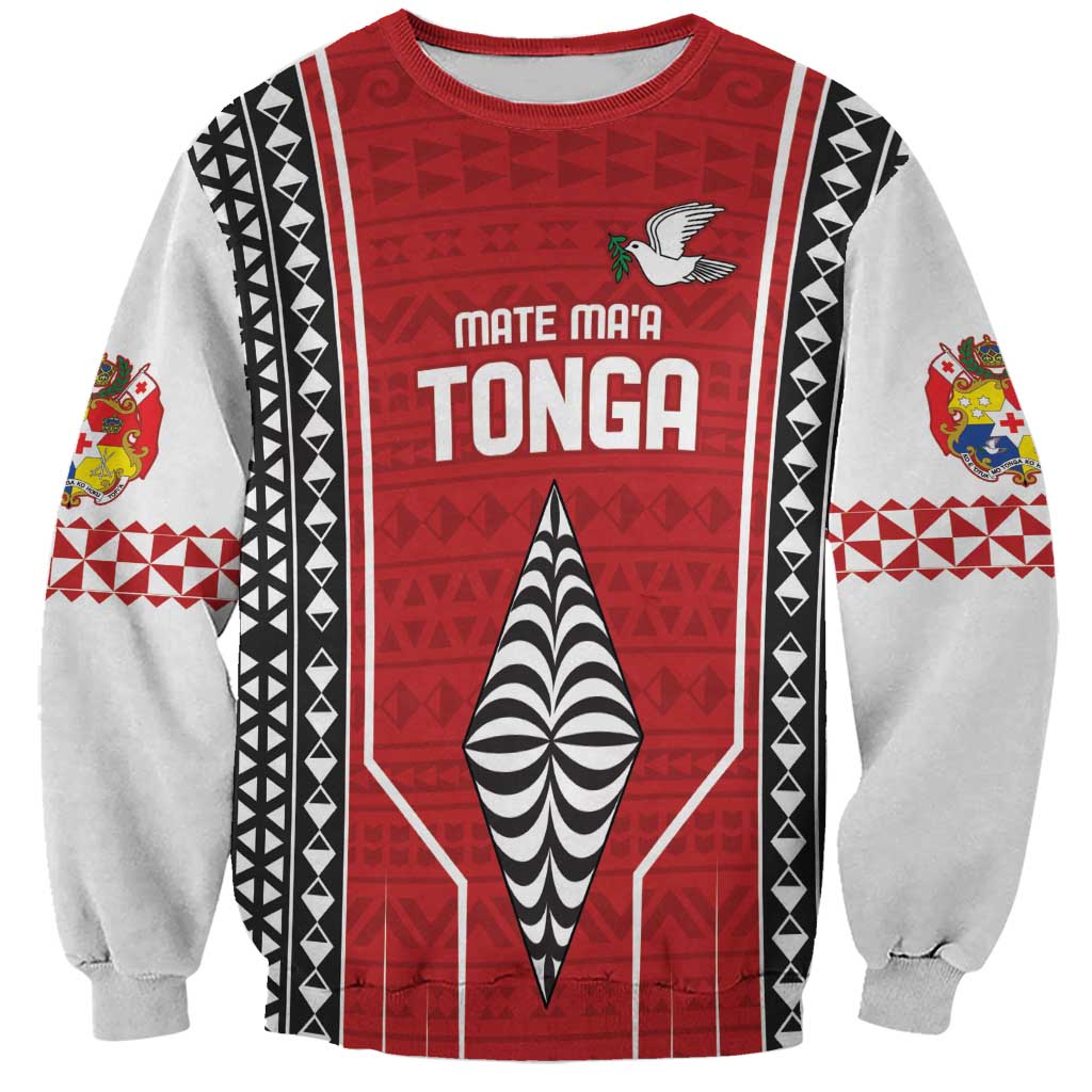 Custom Tonga Rugby Sweatshirt Mate Maa Kupesi Style LT9 Unisex Red - Polynesian Pride