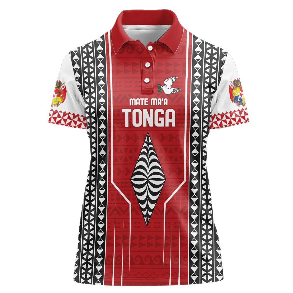 Custom Tonga Rugby Women Polo Shirt Mate Maa Kupesi Style LT9 Female Red - Polynesian Pride