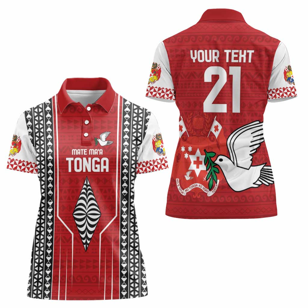 Custom Tonga Rugby Women Polo Shirt Mate Maa Kupesi Style LT9 - Polynesian Pride