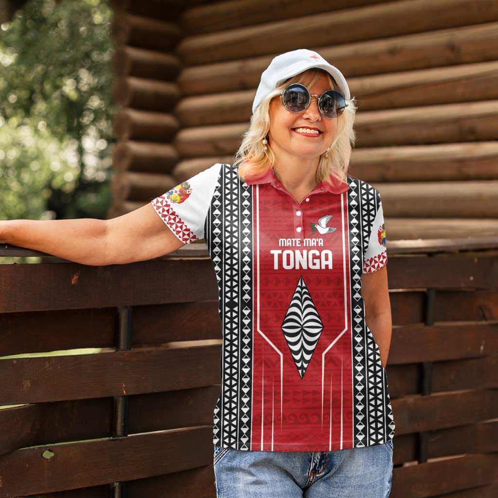 Custom Tonga Rugby Women Polo Shirt Mate Maa Kupesi Style LT9 - Polynesian Pride