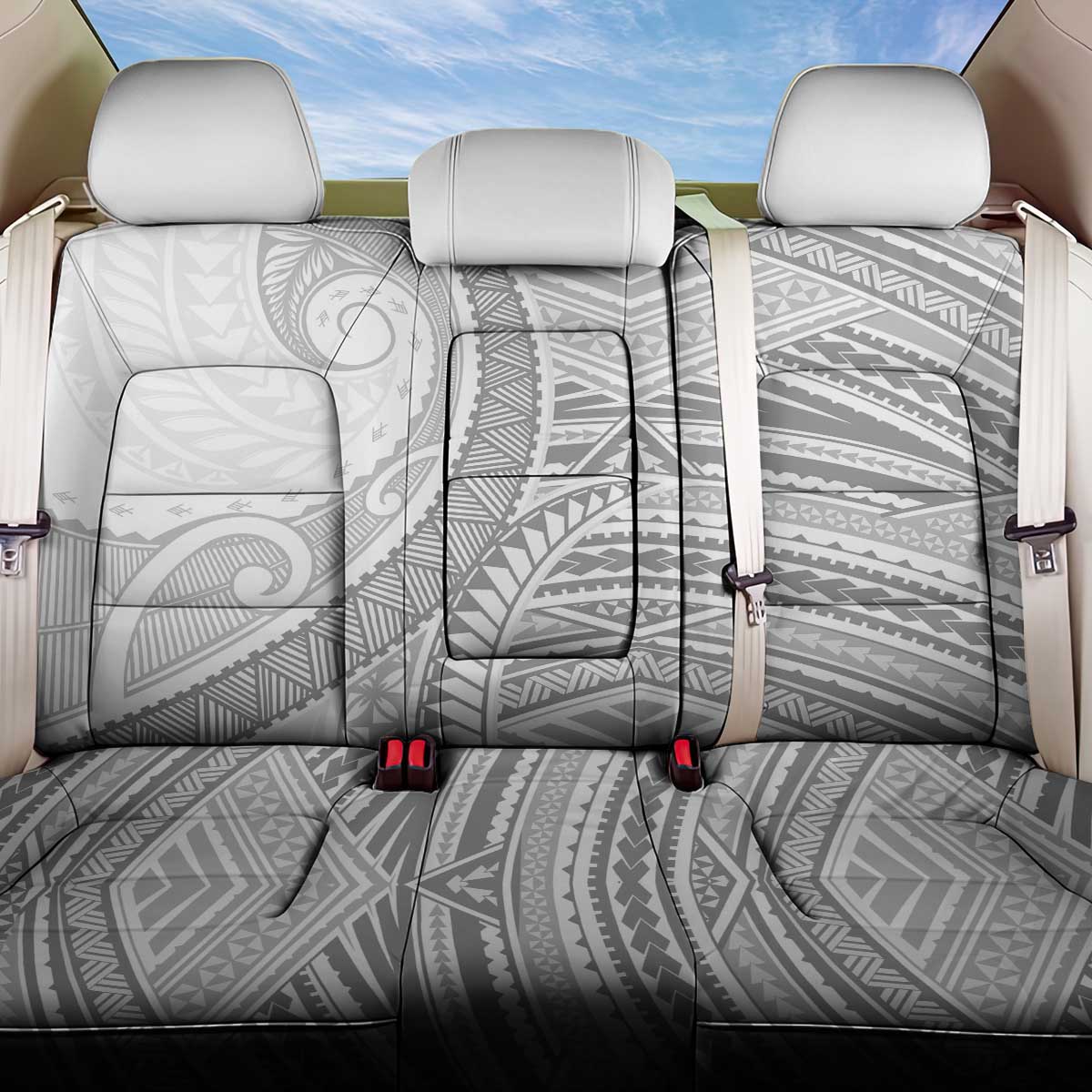 American Samoa White Sunday Back Car Seat Cover Polynesian Lotu Tamaiti LT9 One Size White - Polynesian Pride