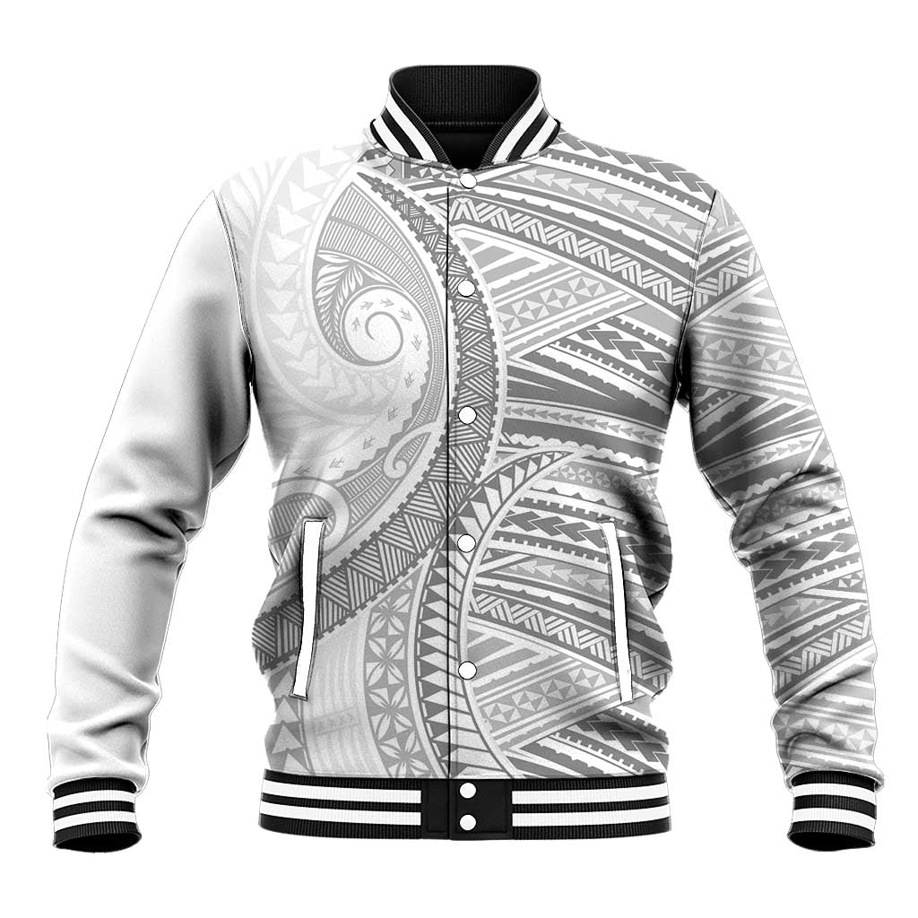 American Samoa White Sunday Baseball Jacket Polynesian Lotu Tamaiti LT9 Unisex White - Polynesian Pride
