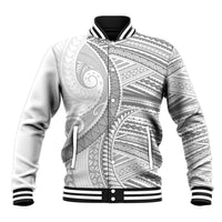 American Samoa White Sunday Baseball Jacket Polynesian Lotu Tamaiti LT9 Unisex White - Polynesian Pride
