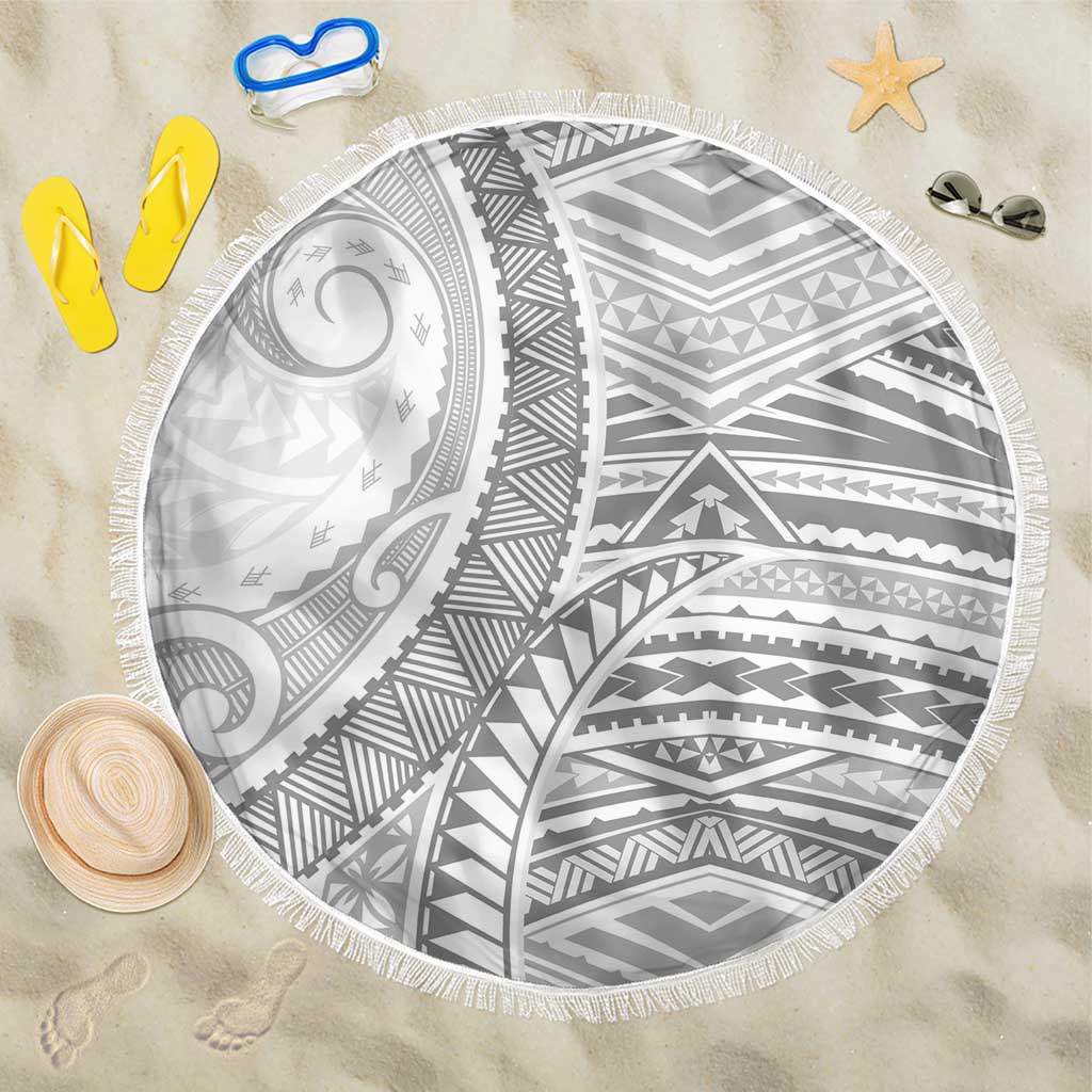 American Samoa White Sunday Beach Blanket Polynesian Lotu Tamaiti LT9 One Size 150cm White - Polynesian Pride