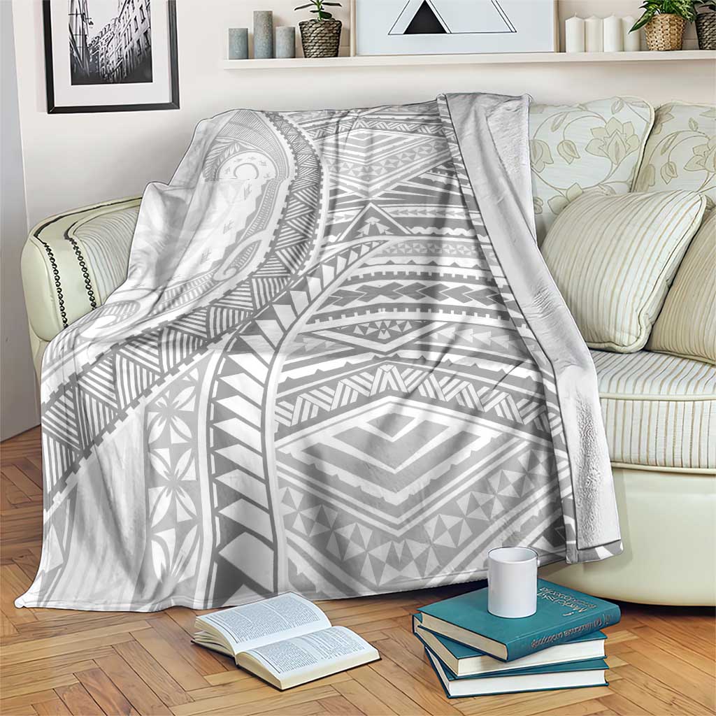 American Samoa White Sunday Blanket Polynesian Lotu Tamaiti LT9 White - Polynesian Pride