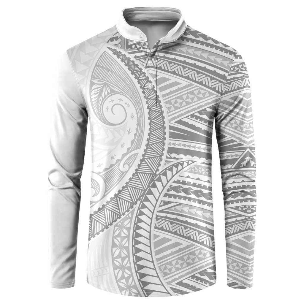 American Samoa White Sunday Button Sweatshirt Polynesian Lotu Tamaiti LT9 White - Polynesian Pride