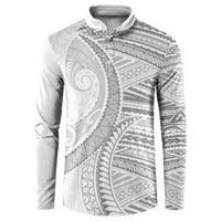 American Samoa White Sunday Button Sweatshirt Polynesian Lotu Tamaiti LT9 White - Polynesian Pride