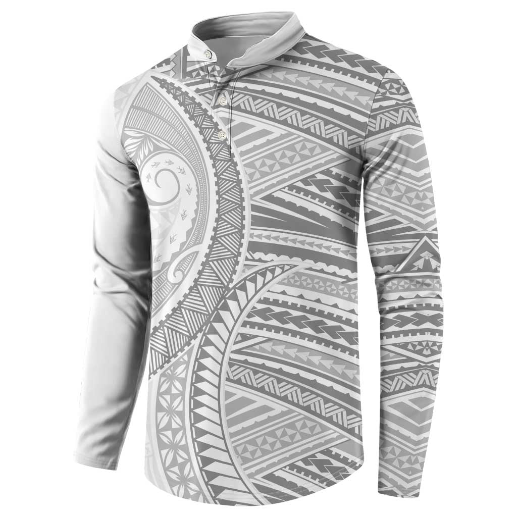 American Samoa White Sunday Button Sweatshirt Polynesian Lotu Tamaiti LT9 - Polynesian Pride
