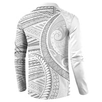 American Samoa White Sunday Button Sweatshirt Polynesian Lotu Tamaiti LT9 - Polynesian Pride