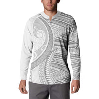 American Samoa White Sunday Button Sweatshirt Polynesian Lotu Tamaiti LT9 - Polynesian Pride