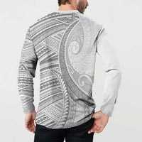 American Samoa White Sunday Button Sweatshirt Polynesian Lotu Tamaiti LT9 - Polynesian Pride