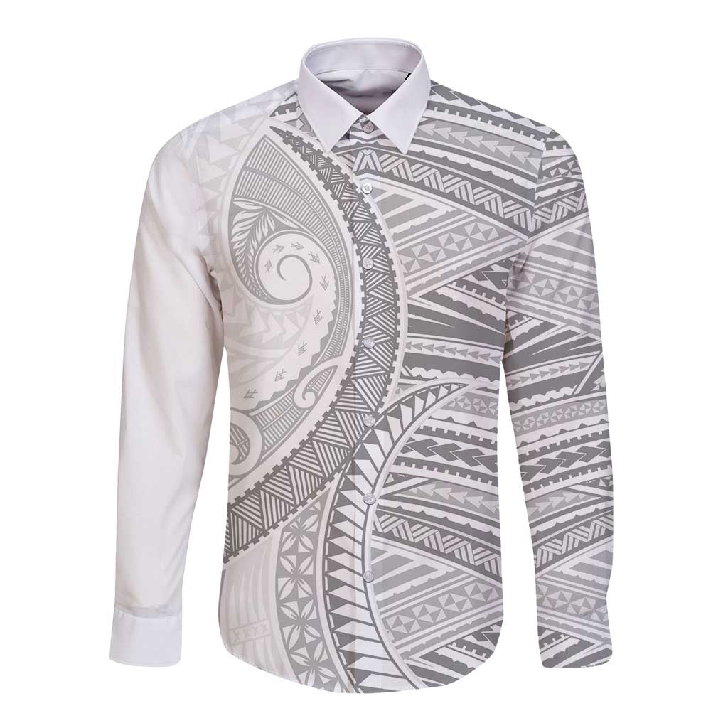 American Samoa White Sunday Long Sleeve Button Shirt Polynesian Lotu Tamaiti LT9 Unisex White - Polynesian Pride