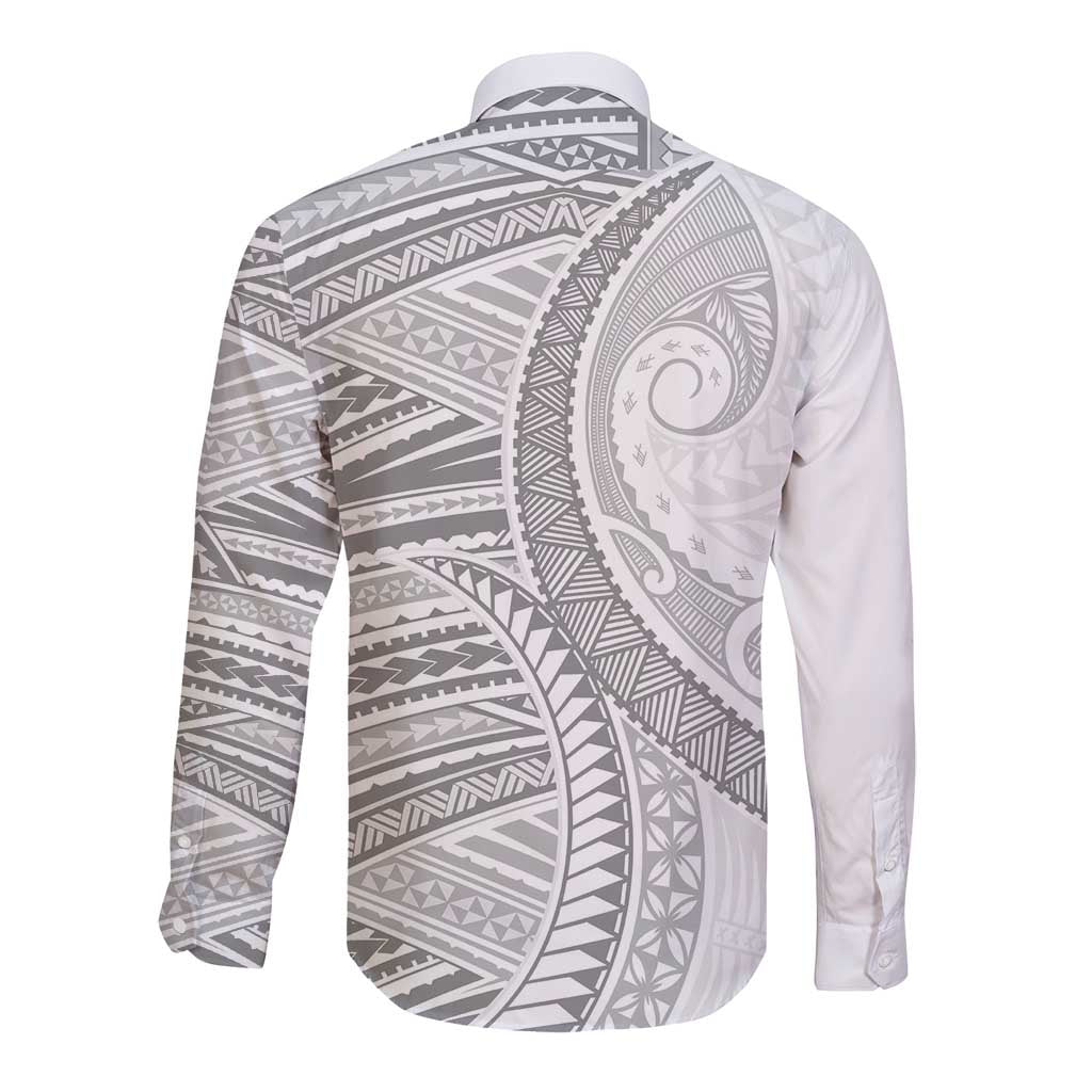 American Samoa White Sunday Long Sleeve Button Shirt Polynesian Lotu Tamaiti LT9 - Polynesian Pride