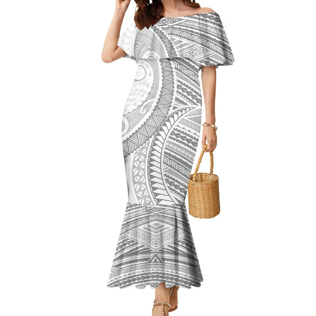 American Samoa White Sunday Mermaid Dress Polynesian Lotu Tamaiti LT9 Women White - Polynesian Pride