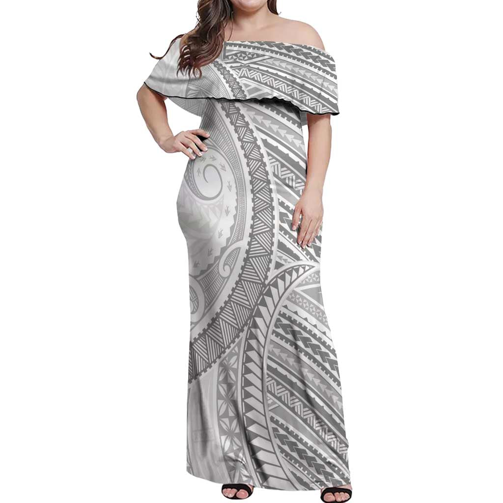 American Samoa White Sunday Off Shoulder Maxi Dress Polynesian Lotu Tamaiti LT9 Women White - Polynesian Pride