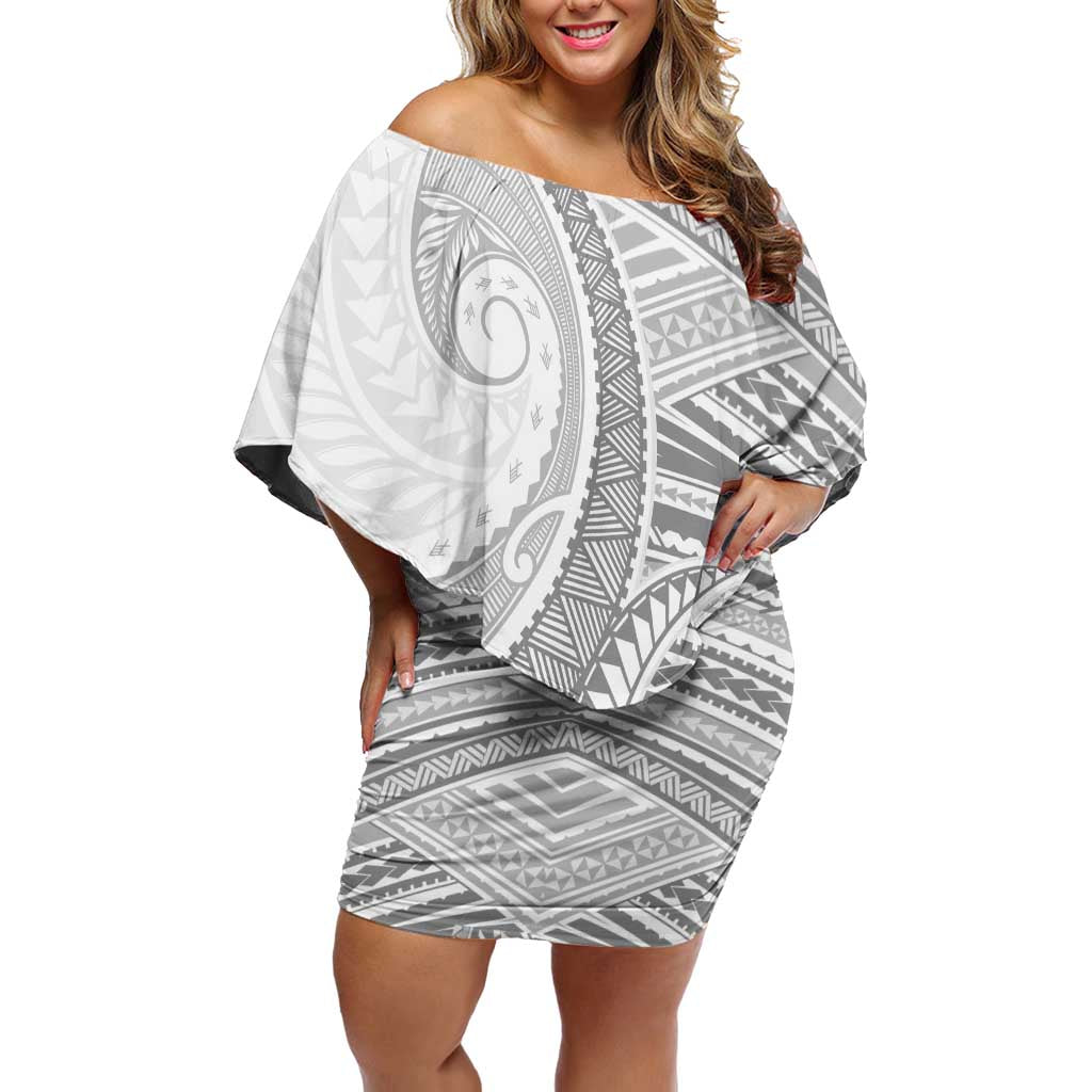 American Samoa White Sunday Off Shoulder Short Dress Polynesian Lotu Tamaiti LT9 Women White - Polynesian Pride