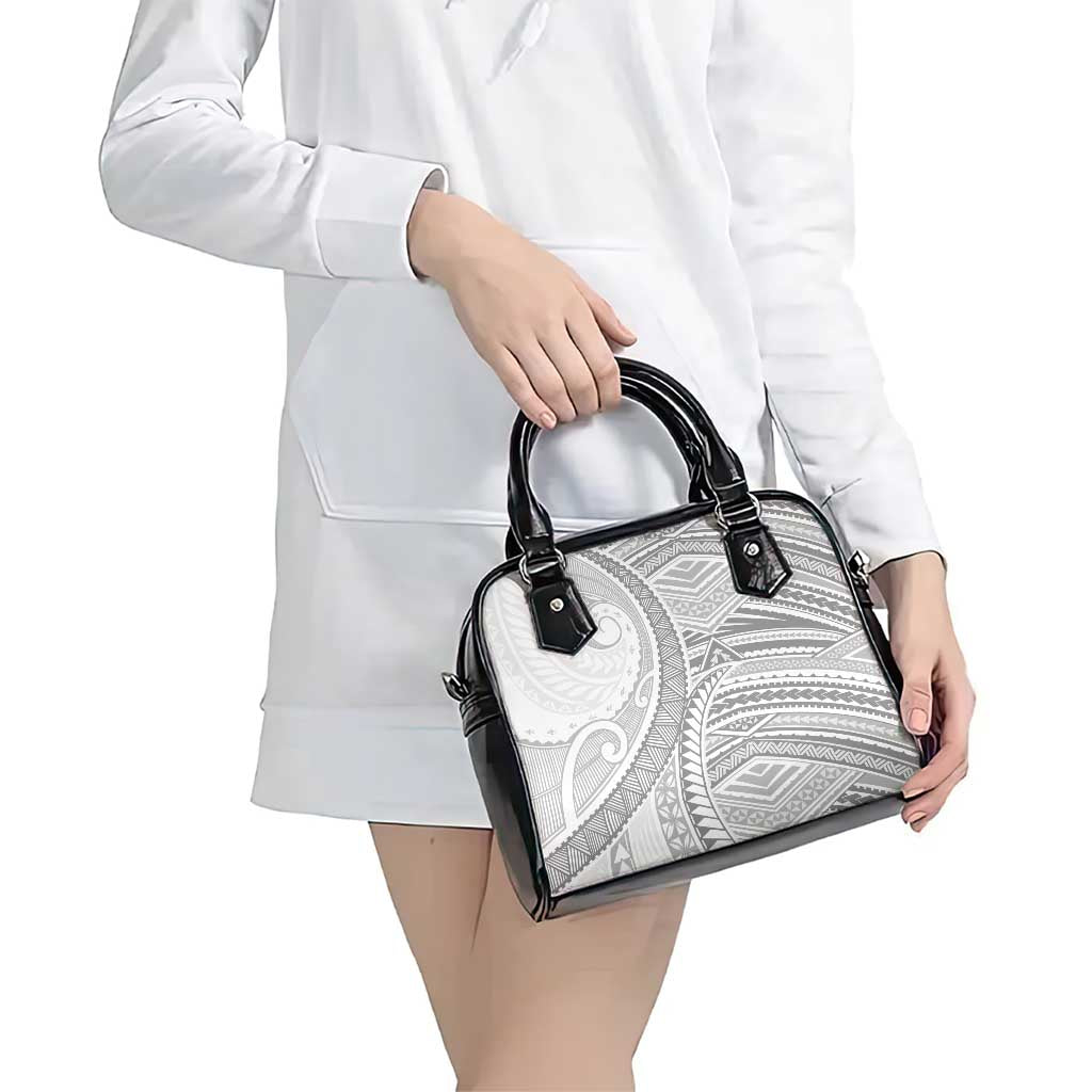 American Samoa White Sunday Shoulder Handbag Polynesian Lotu Tamaiti LT9 - Polynesian Pride