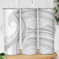 American Samoa White Sunday Skinny Tumbler Polynesian Lotu Tamaiti LT9 - Polynesian Pride
