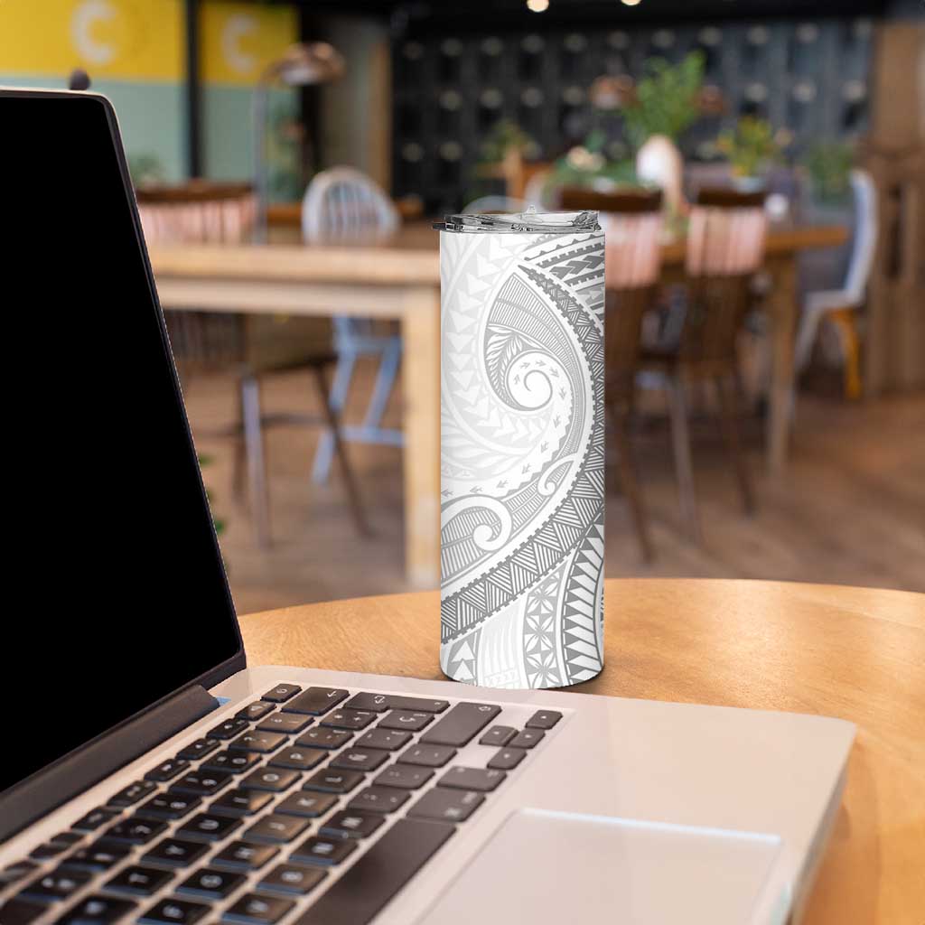 American Samoa White Sunday Skinny Tumbler Polynesian Lotu Tamaiti LT9 - Polynesian Pride