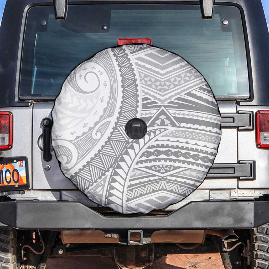 American Samoa White Sunday Spare Tire Cover Polynesian Lotu Tamaiti LT9 White - Polynesian Pride
