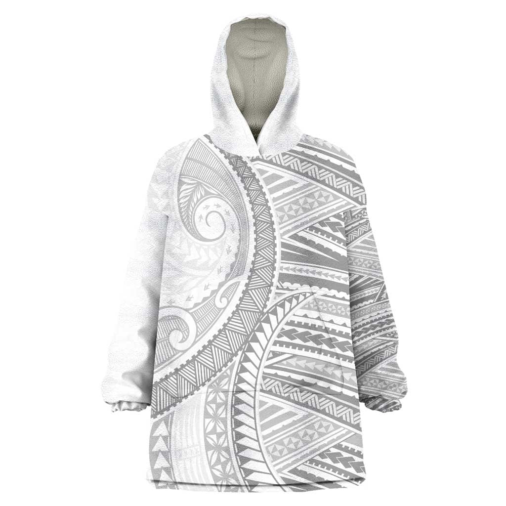 American Samoa White Sunday Wearable Blanket Hoodie Polynesian Lotu Tamaiti LT9 One Size White - Polynesian Pride