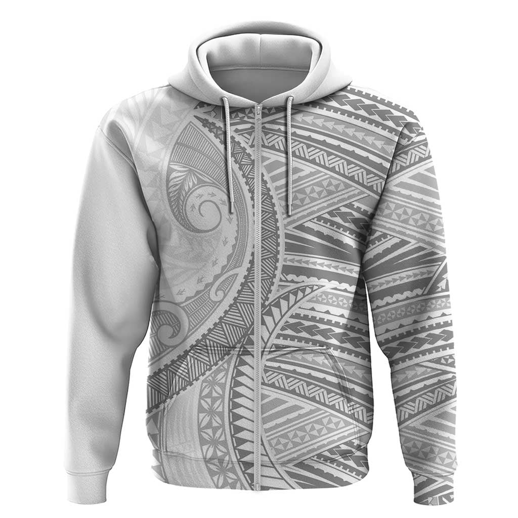 American Samoa White Sunday Zip Hoodie Polynesian Lotu Tamaiti LT9 Zip Hoodie White - Polynesian Pride