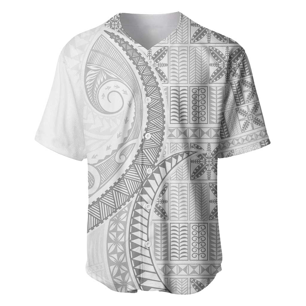 Niue White Sunday Baseball Jersey Niuean Lotu Tamaiti Hiapo Pattern LT9 White - Polynesian Pride