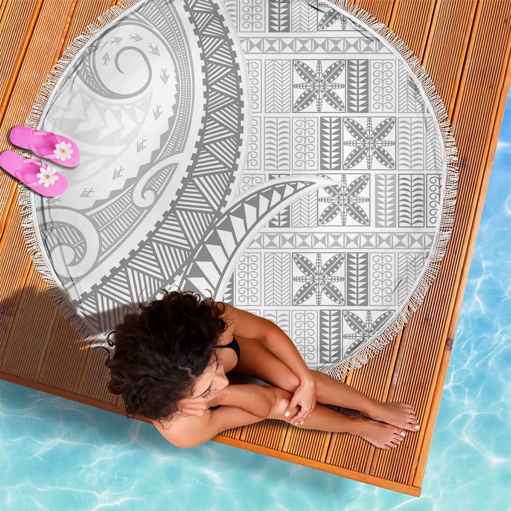 Niue White Sunday Beach Blanket Niuean Lotu Tamaiti Hiapo Pattern LT9 - Polynesian Pride