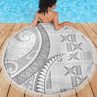 Niue White Sunday Beach Blanket Niuean Lotu Tamaiti Hiapo Pattern LT9 - Polynesian Pride