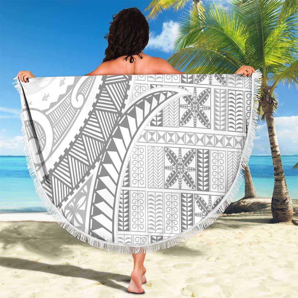 Niue White Sunday Beach Blanket Niuean Lotu Tamaiti Hiapo Pattern LT9 - Polynesian Pride