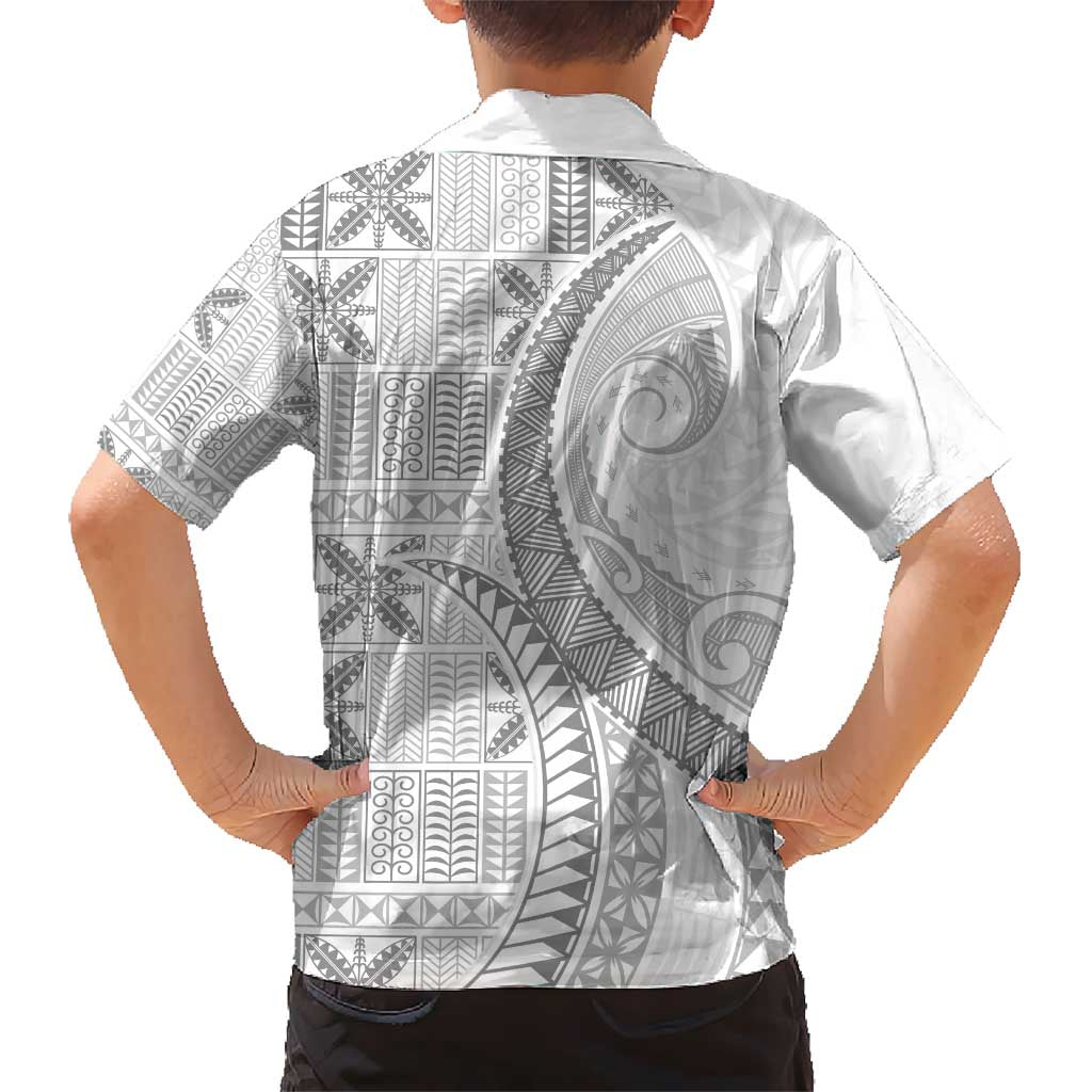 Niue White Sunday Kid Hawaiian Shirt Niuean Lotu Tamaiti Hiapo Pattern LT9 - Polynesian Pride