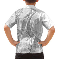 Niue White Sunday Kid Hawaiian Shirt Niuean Lotu Tamaiti Hiapo Pattern LT9 - Polynesian Pride