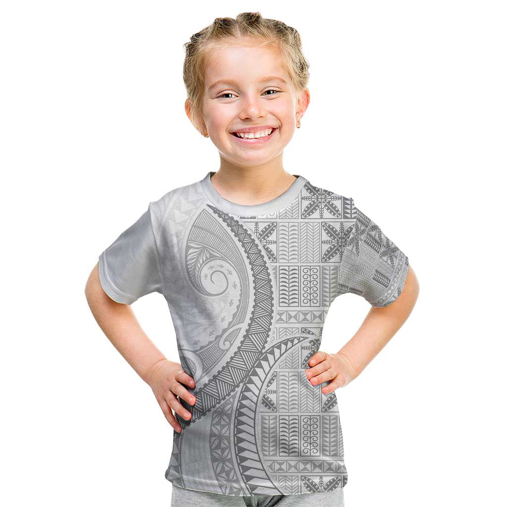 Niue White Sunday Kid T Shirt Niuean Lotu Tamaiti Hiapo Pattern LT9 White - Polynesian Pride