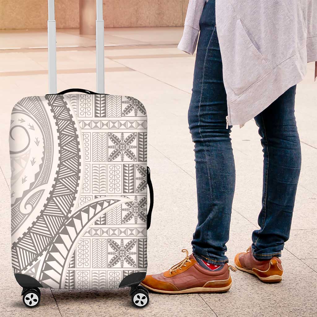 Niue White Sunday Luggage Cover Niuean Lotu Tamaiti Hiapo Pattern LT9 White - Polynesian Pride