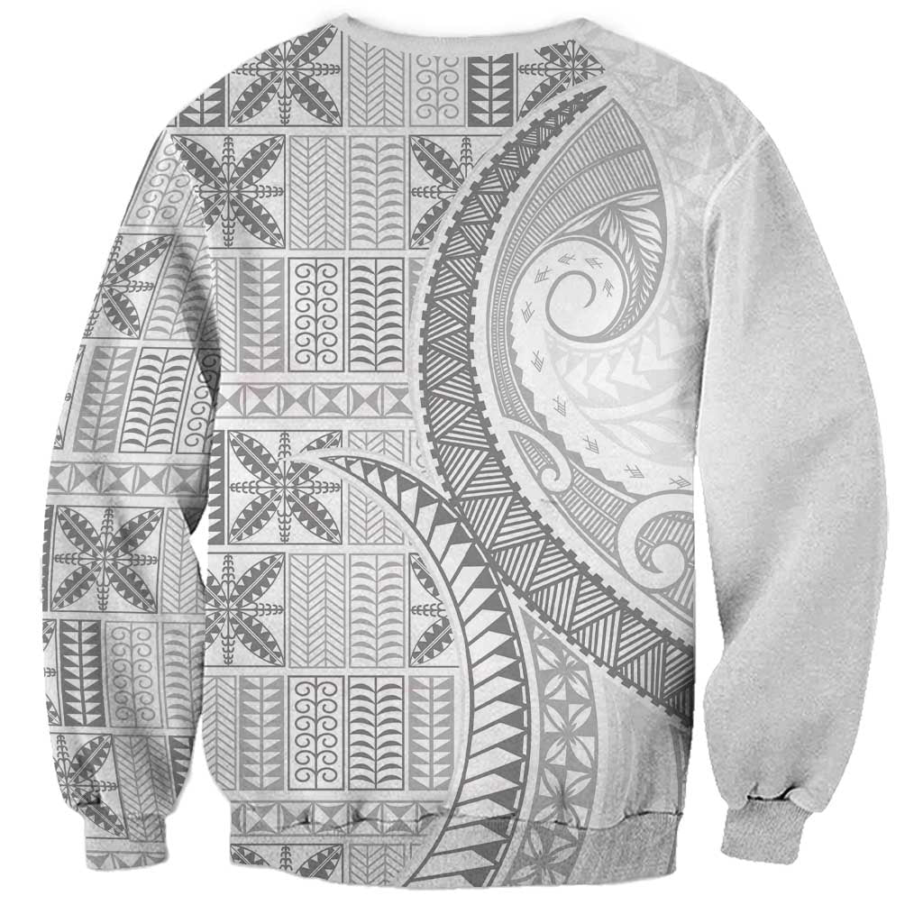 Niue White Sunday Sweatshirt Niuean Lotu Tamaiti Hiapo Pattern LT9 - Polynesian Pride